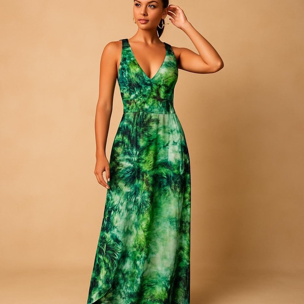 Worth Green Tropical Print Maxi Dress‎